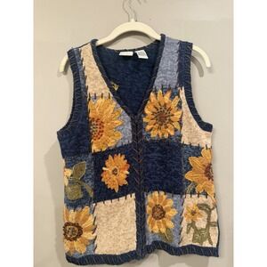 Vintage Carolina Colors Sunflower Sweater Vest Small